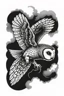 barn owl flying tattoo design idea