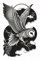 barn owl flying tattoo design idea