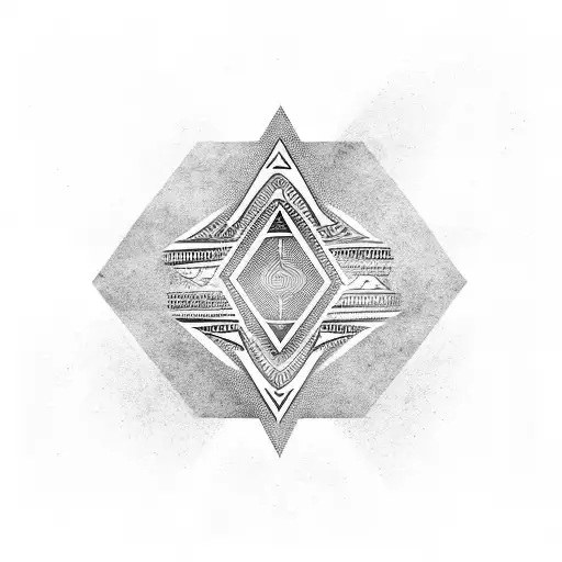 Triangle filled with maori design and number two tattoo design idea