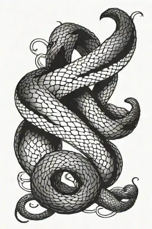 black snake coiled around forearm tattoo design idea