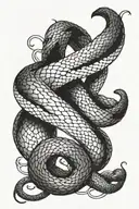 black snake coiled around forearm tattoo design idea