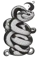 black snake coiled around forearm tattoo design idea