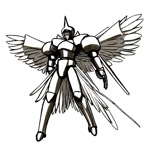 crusader man angel with spread wings and arms tattoo design idea