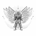 crusader man angel with spread wings and arms tattoo design idea
