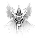 crusader man angel with spread wings and arms tattoo design idea