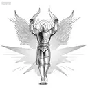 crusader man angel with spread wings and arms tattoo design idea