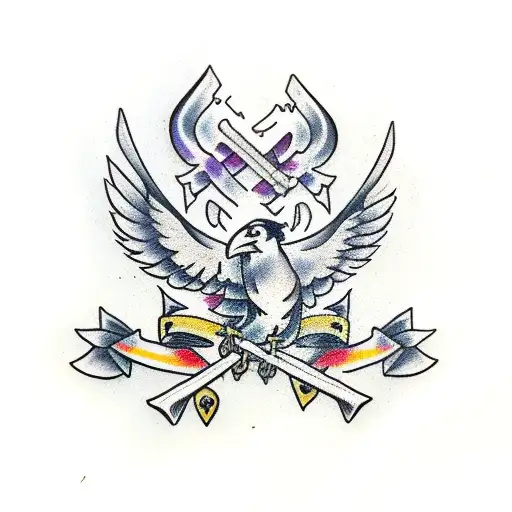 two ravens with axes tattoo design idea