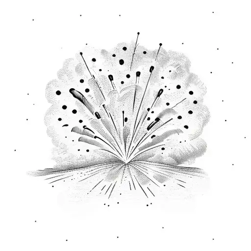 bench with fireworks background tattoo design idea