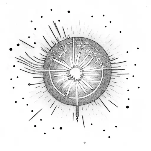 Park bench with fireworks background tattoo design idea