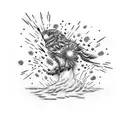 bench with fireworks bakground tattoo design idea