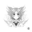 A pixelated PS5 console surrounded by anime characters tattoo design idea