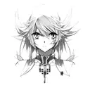 A pixelated PS5 console surrounded by anime characters tattoo design idea