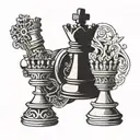 ornamental king chess piece tattoo design idea