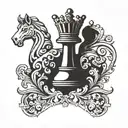 ornamental king chess piece tattoo design idea