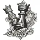 ornamental king chess piece tattoo design idea