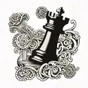 ornamental king chess piece tattoo design idea