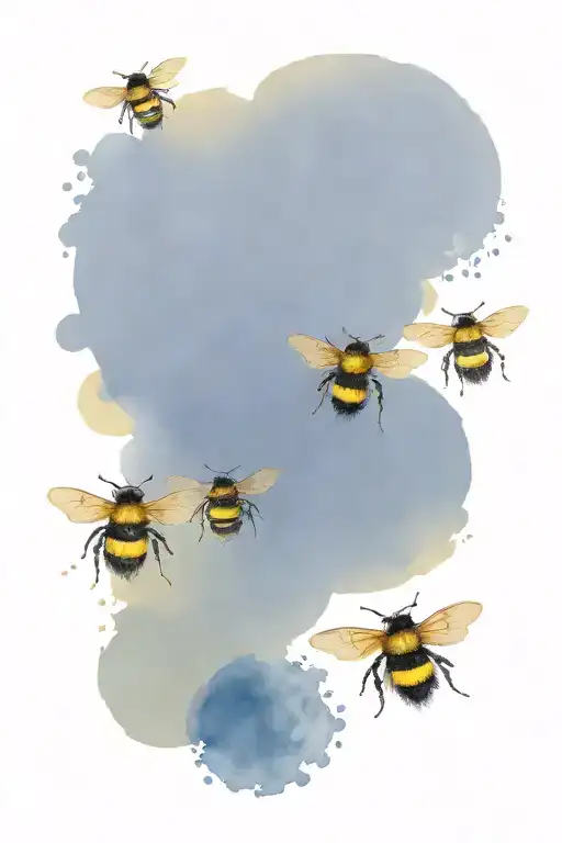 Acquarel bumblebee bubmle yellow round fluff soft round friendly  tattoo design idea