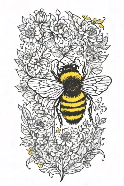 Acquarel bumblebee yellow round fluff soft tattoo design idea