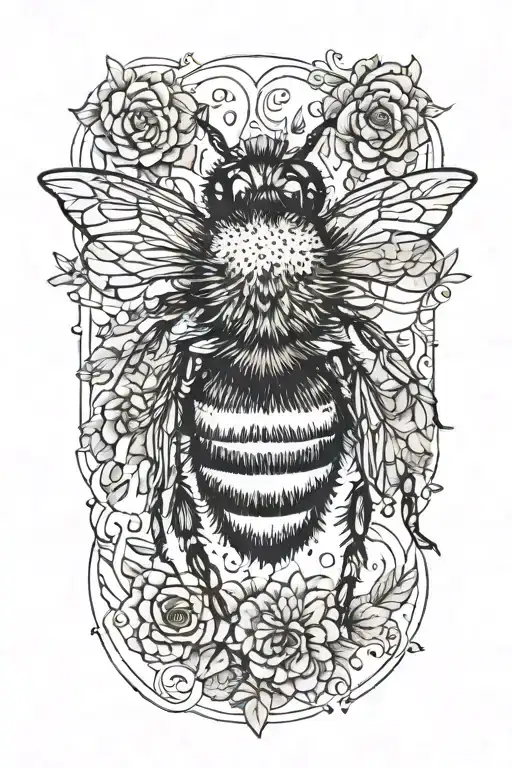 Acquarel bumblebee girlie colorfutt round fluff tattoo design idea