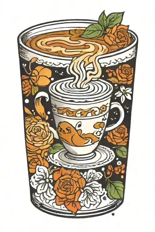 coffee mug glas happy latte machiato gradient  tattoo design idea