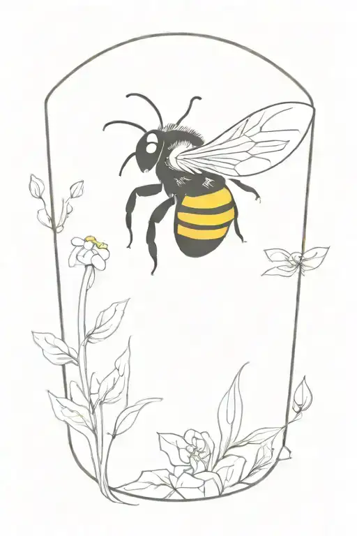 Acquarel bumblebee girlie colorfutt round tattoo design idea