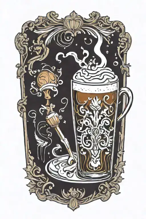 latte macchiato  glas foam tattoo design idea