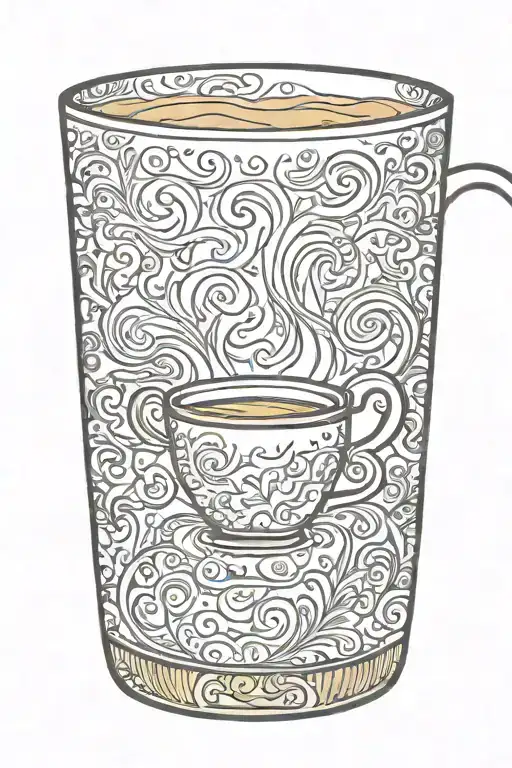 coffee mug glas happy latte machiato shade gradient tattoo design idea