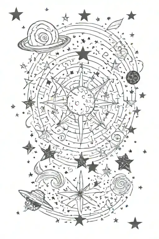 universe stars galaxy witchy  tattoo design idea