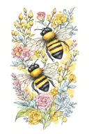 Acquarel bumblebee yellow round fluff soft round tattoo design idea
