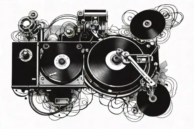 technics turntable tonearm on chest tattoo tattoo design idea