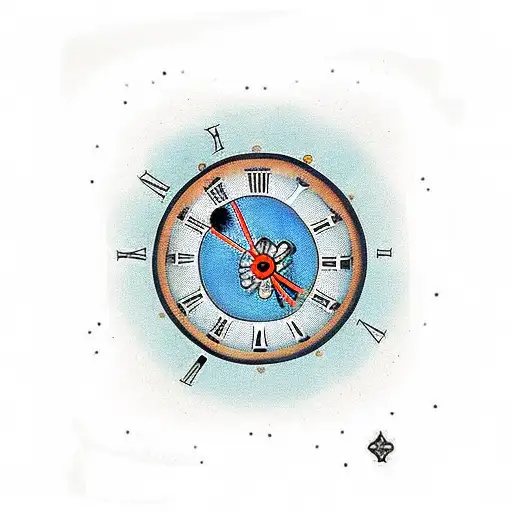 staircase with clock and brothers holding hands walking up stairscancer memorial tattoo design idea