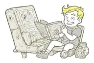 Fallout Vault Boy reading tattoo design idea