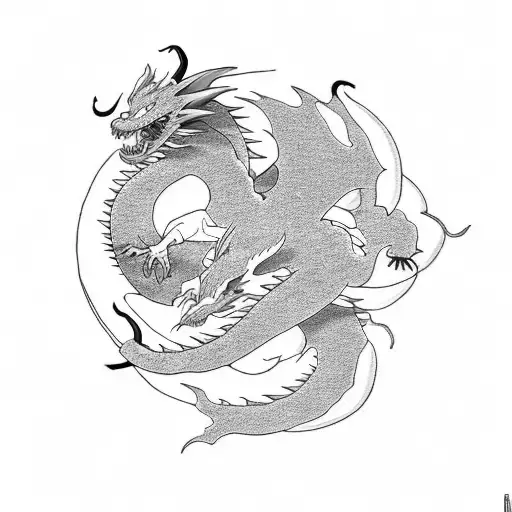 The last air bender and Studio ghibli mixed style dragon tattoo design idea