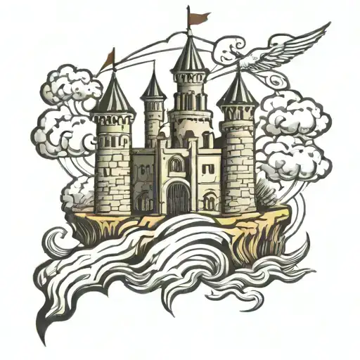 three tower castle tattoo design idea