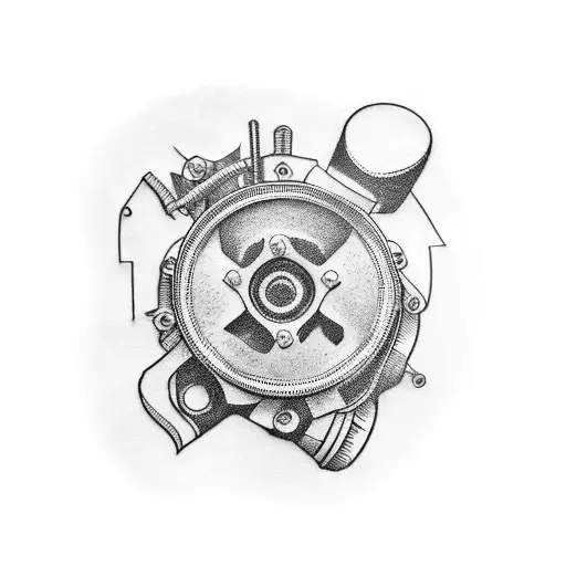 Mechanic tools forming a piston tattoo design idea