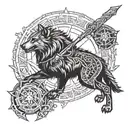 Tyr, Fenrir, and the Helm Of Awe tattoo design idea