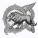 Tyr, Fenrir, and the Helm Of Awe tattoo design idea