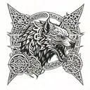 Tyr, Fenrir, and the Helm Of Awe tattoo design idea