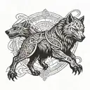 Tyr, Fenrir, and the Helm Of Awe tattoo design idea