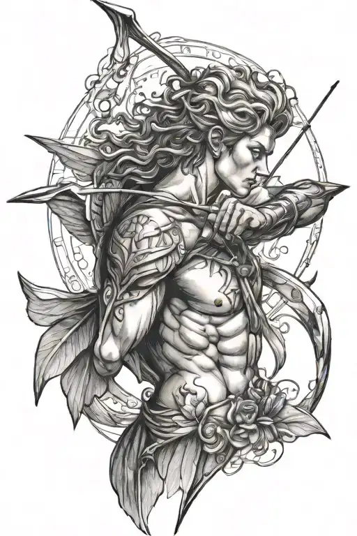 Eros with his bow and arrow tattoo design idea