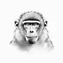 baboon on african tree with wolf  tattoo design idea