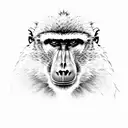 baboon on african tree with wolf  tattoo design idea