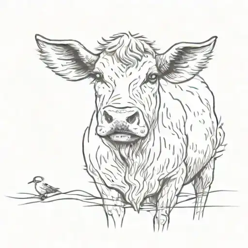 A minimalist sketch of a farm animal with a modern twist tattoo design idea