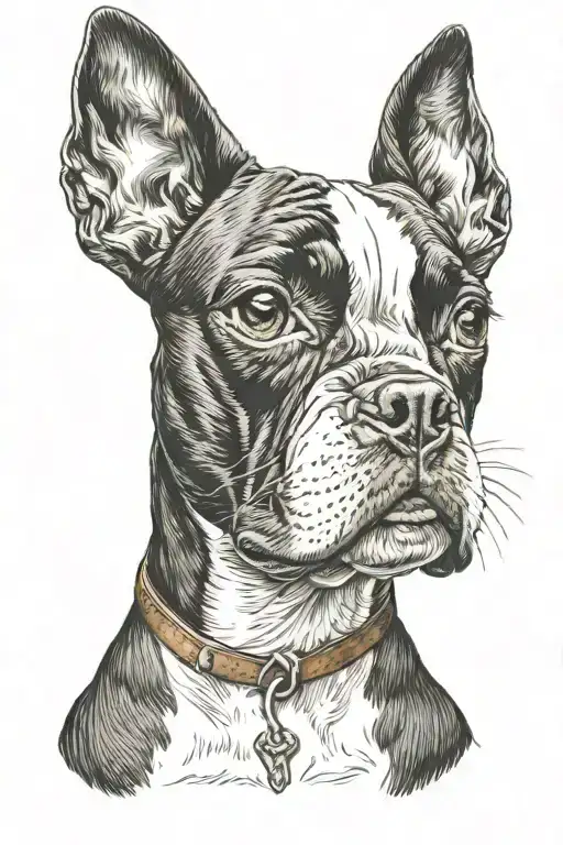 3 head of  boston terrier  tattoo design idea
