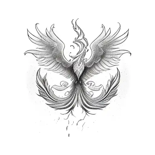 Premium Vector | A tattoo of a phoenix with engraving drawing illustration  style