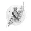 Phoenix in the shape of a semicolon tattoo design idea