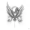 Phoenix in the shape of a semicolon tattoo design idea