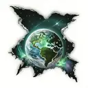 Meteor invading earth globe with northern lights turned tattoo design idea