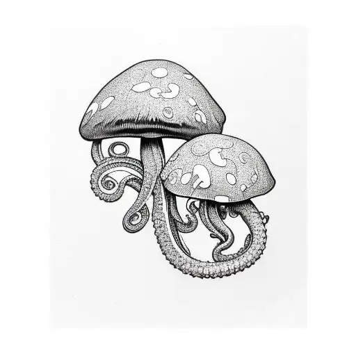 mushroom with tentacles  tattoo design idea