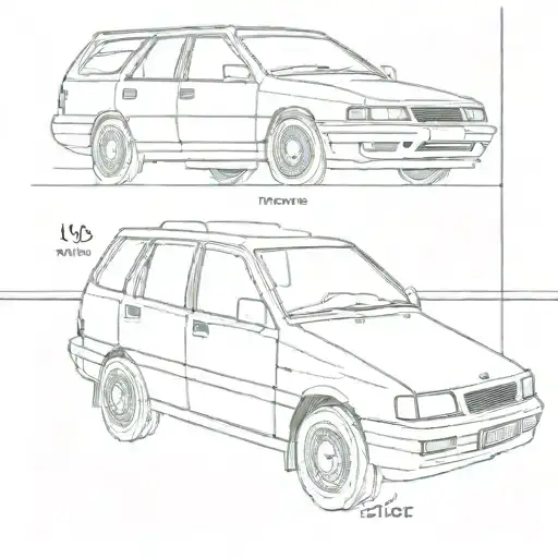 a side view of a Daewoo Espero 1994.   tattoo design idea